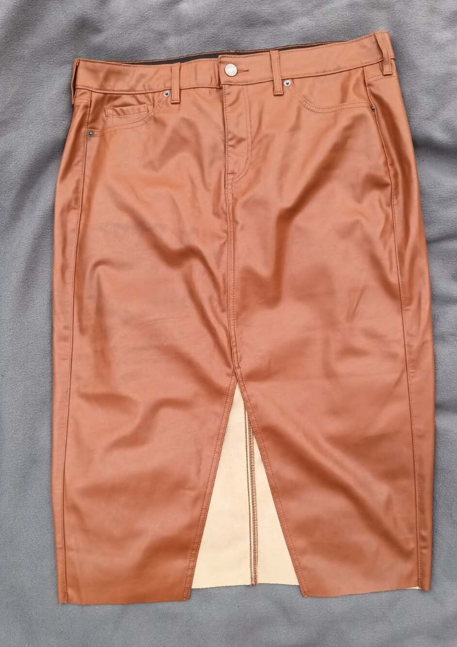 Torrid NWT Tan Faux Leather Midi Pencil Skirt Plus 18 Front Slit DIY Project